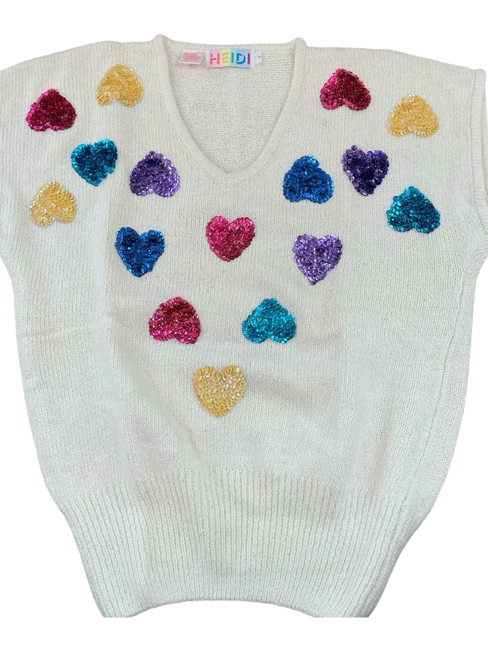 Vintage 80s angora/lambswool/silk bedazzled sweater by Heidi NOS Size Medium